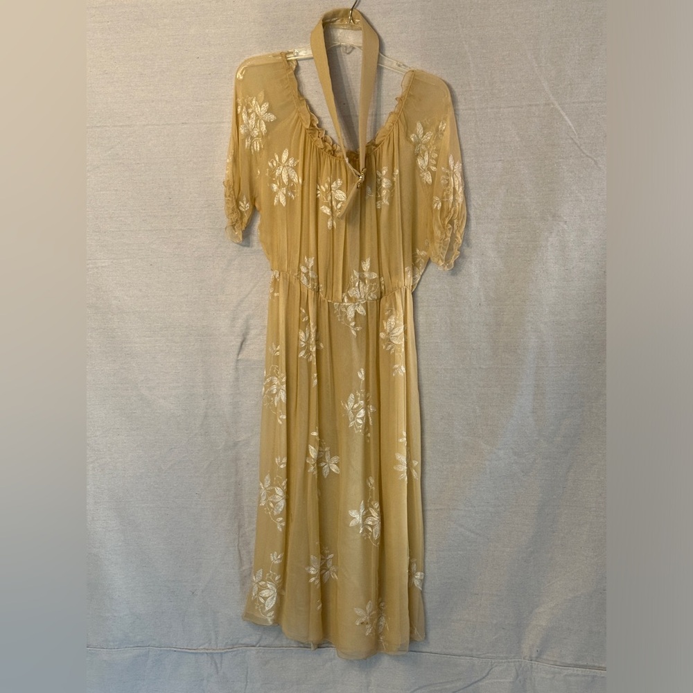 Vintage Sheer Floral Embroidered Summer Dress